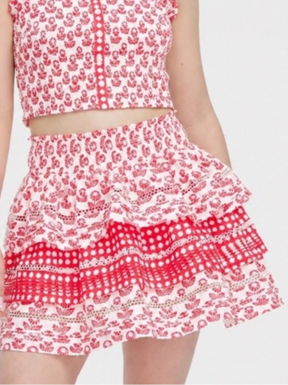 Roller Rabbit x Target Floral/Star Geo Tiered Ruffled Mini Skirt Size Medium NWT